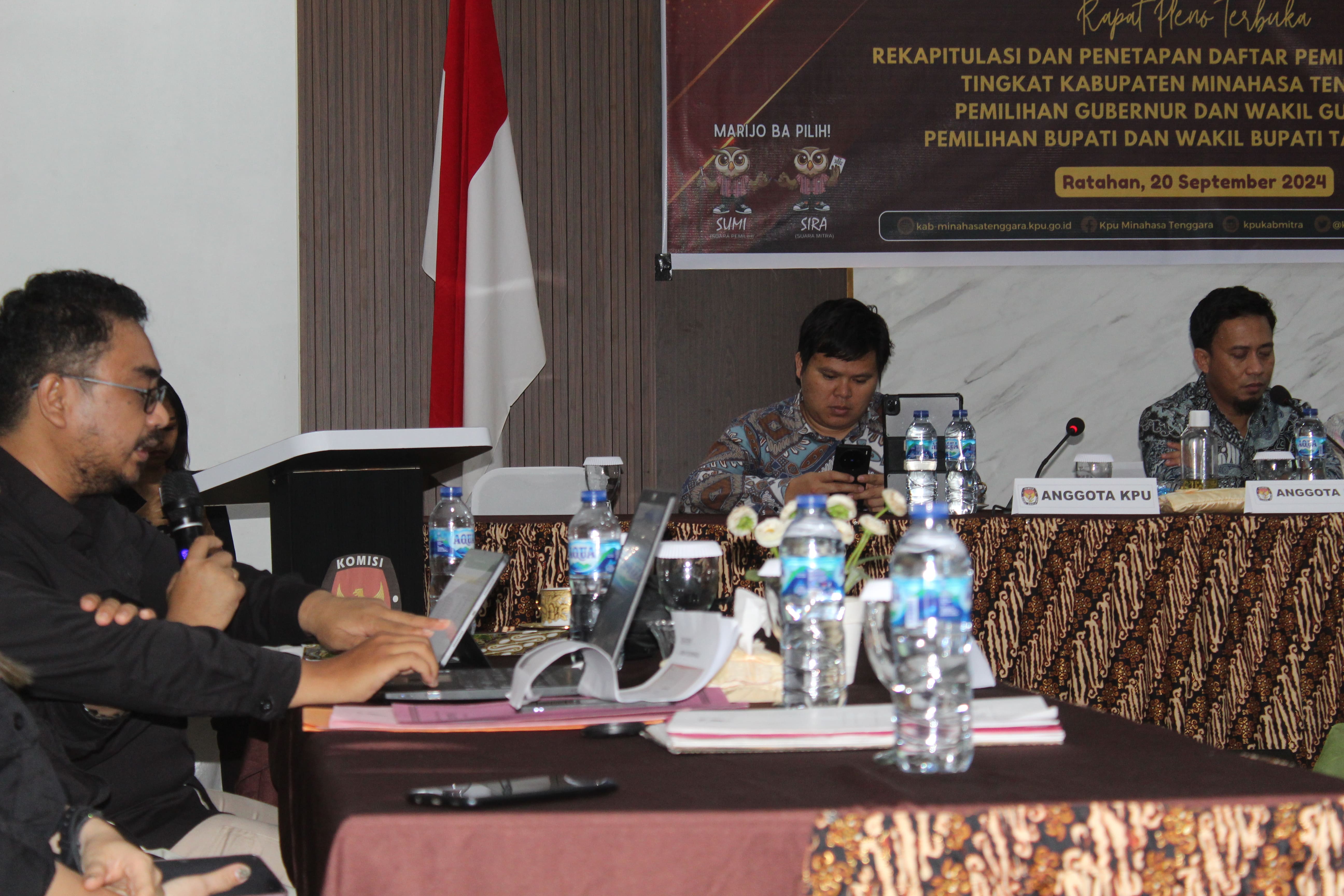 Bawaslu dalam Pengawasan Pleno Penetapan Daftar Pemilih Tetetap tingkat Kabupaten Minahasa Tenggara